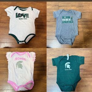 Michigan State MSU Bodysuit Bundle Lot Baby Girl Various Sizes